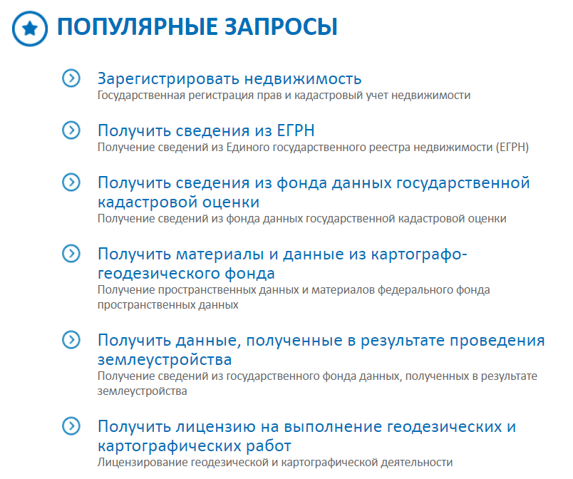 Популярные электронные услуги Росреестра